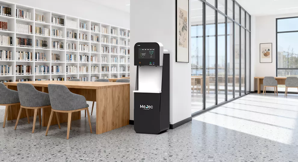 Mejec commercial all-in-one direct drinking water dispenser in a public space
