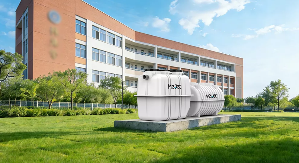 Compact campus wastewater treatment system installed at a school