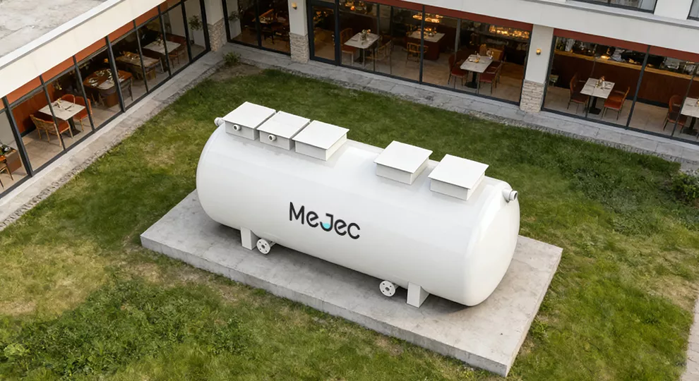 Restaurant wastewater treatment system handling kitchen grease and food residues