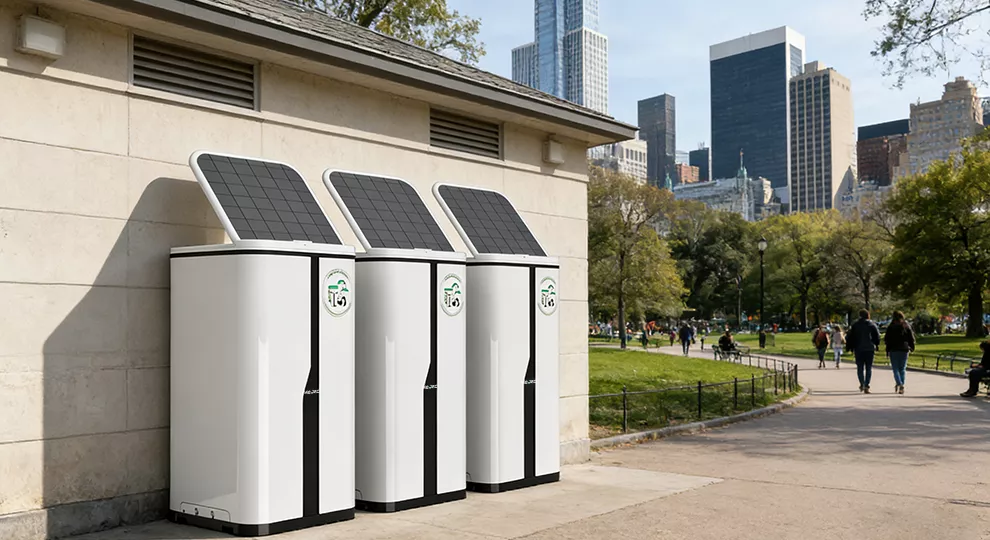 Public restroom wastewater treatment unit for parks and outdoor facilities