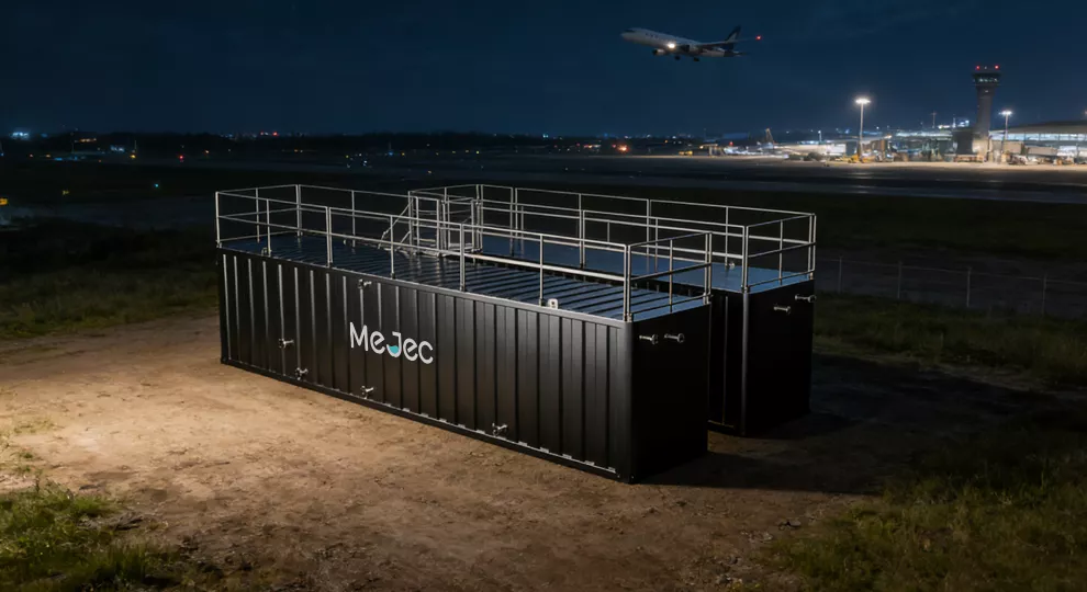 Transport facility wastewater treatment system for terminals and service areas