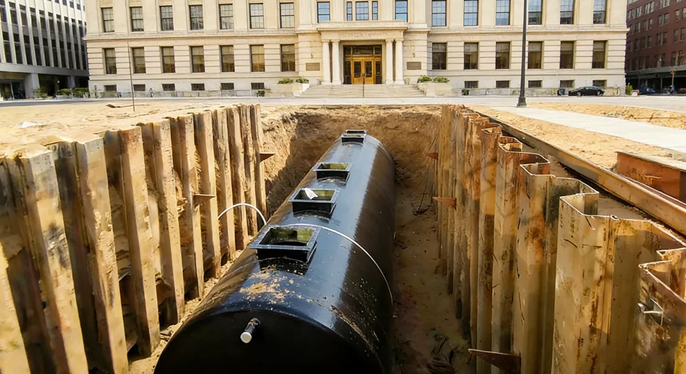 Government office building sewage treatment plant installation