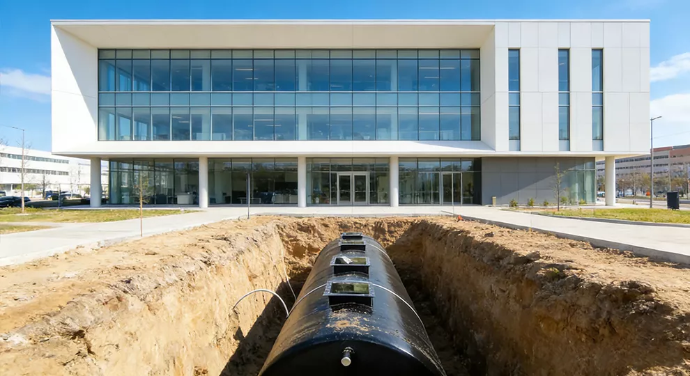 Corporate office building wastewater treatment system